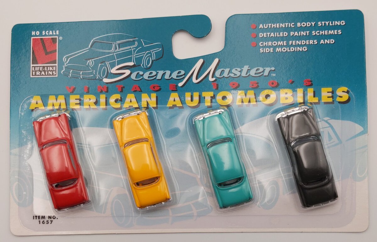 Life Like 433-1657 HO Scale Vintage 1950's American Automobiles (Set of 4)