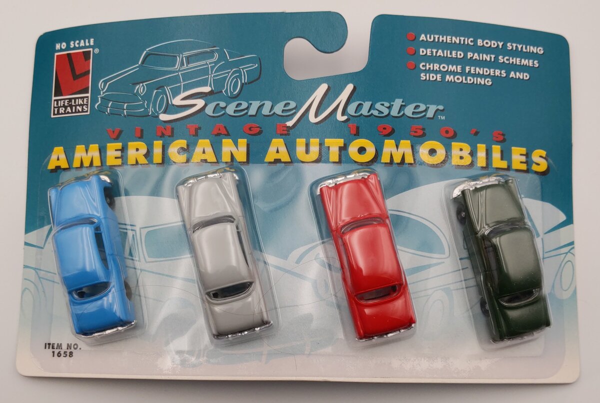 Life-Like 433-1658 HO Scale Vintage 1950's American Automobiles (Pack of 4)