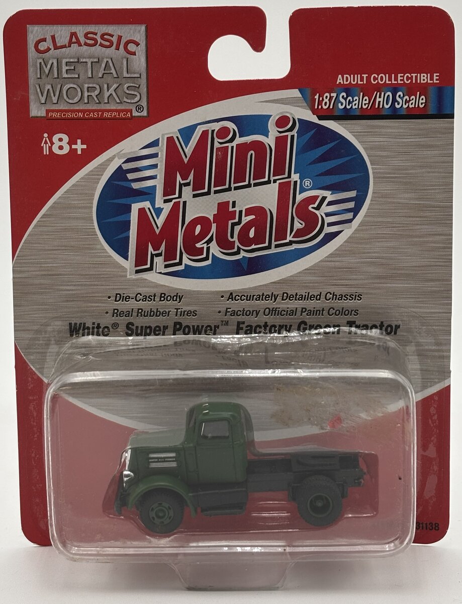 Classic Metal Works 31138 HO Mini Metals Factory Green White Super Power Tractor