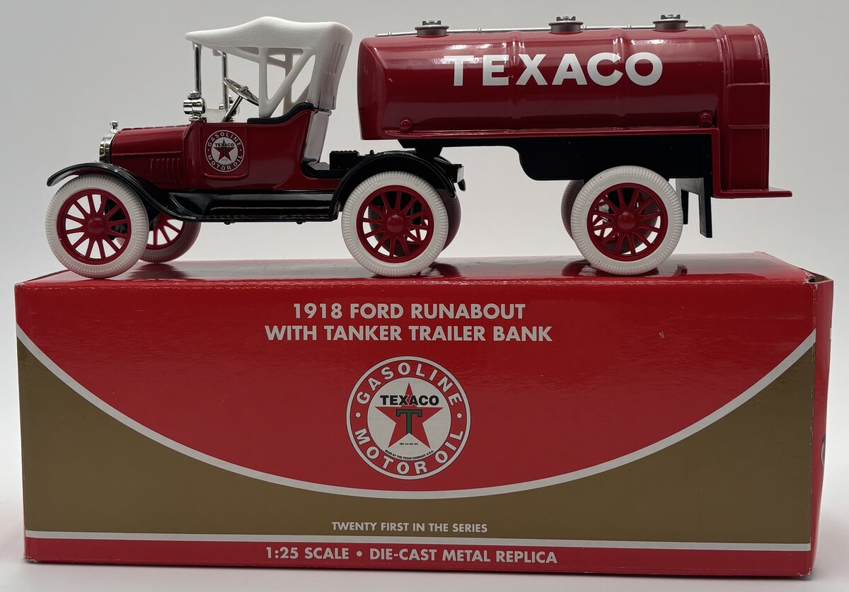 Ertl 21461P 1:25 2004 Texaco #21 - 1918 Ford Runabout with Tanker Trailer Bank