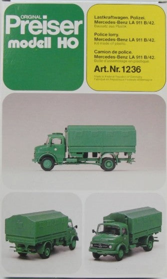Preiser 1232 HO Scale BGS Lorry Mercedes-Benz LA 911 B/42 Plastic Model Kit