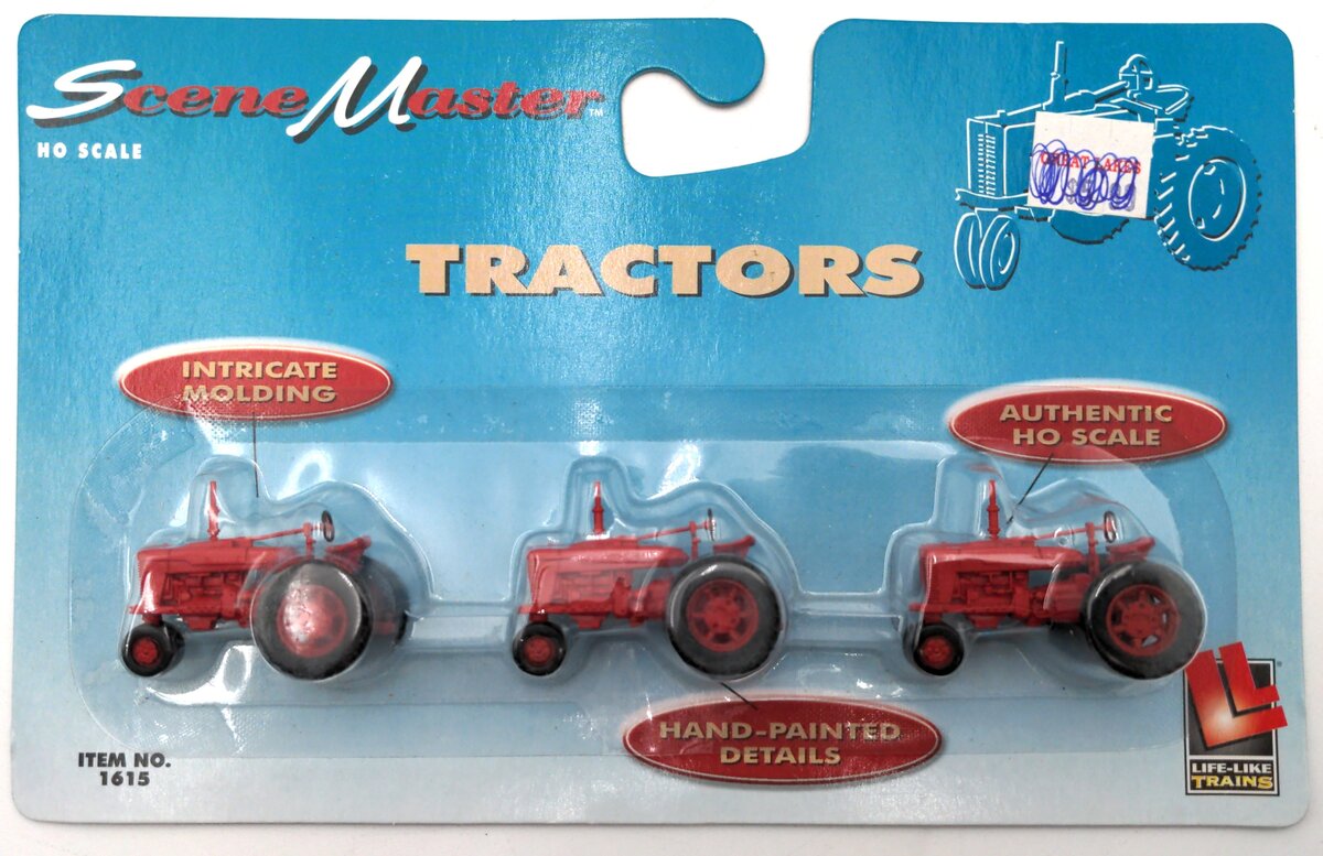 Life Like 1615 HO Scenemaster Red Farm Tractors (Set of 3)