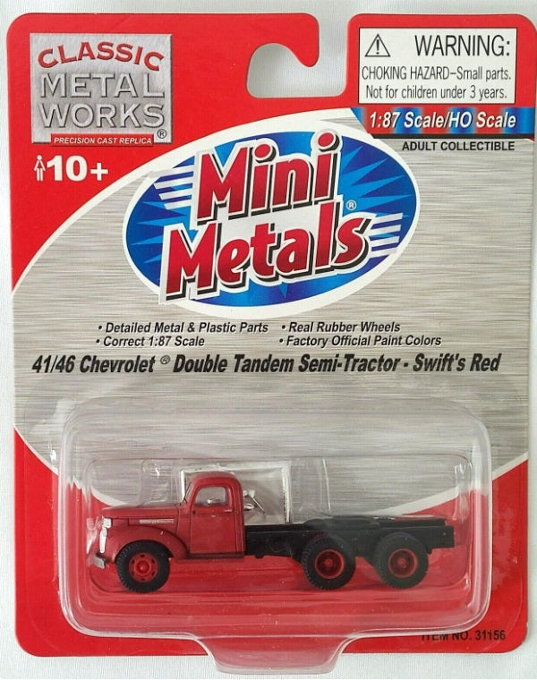 Classic Metal Works 31156 HO Mini Metals Swift's Red '41-46 Chevy Semi-Tractor
