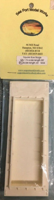 Sea Port Model Works M44 HO Scale Barge Square Bow 45'' Length Unpainted Resin