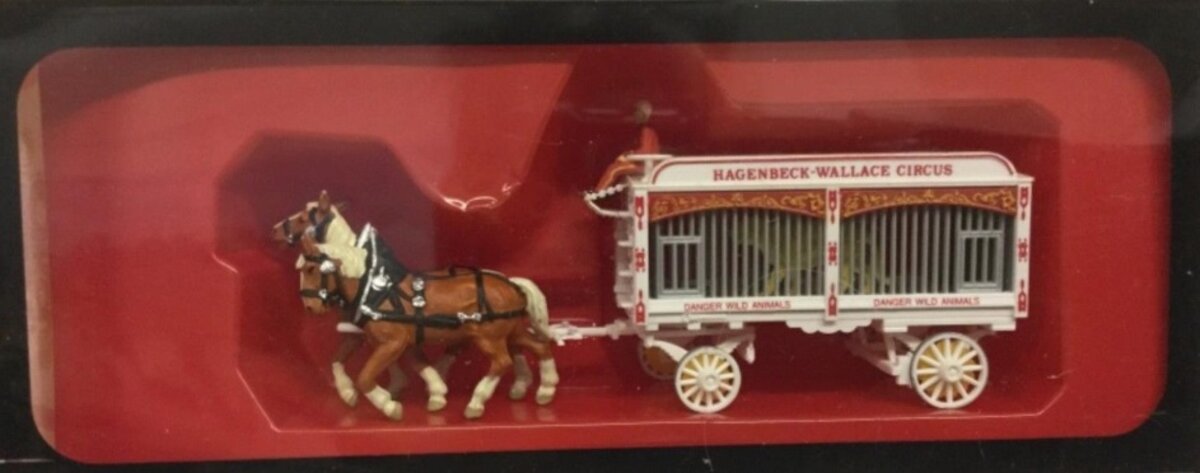 Preiser 22153 HO Hagenbeck-Wallace Circus Horse Wagon Car W/Tiger Color May Vary