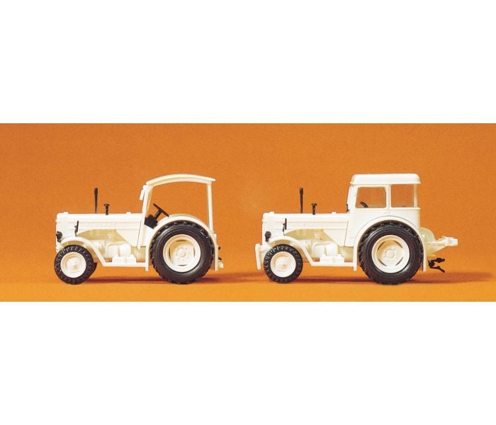 Preiser 24679 HO Scale Hanomag R55 White Tractor Plastic Model Kit (Pack of 2)