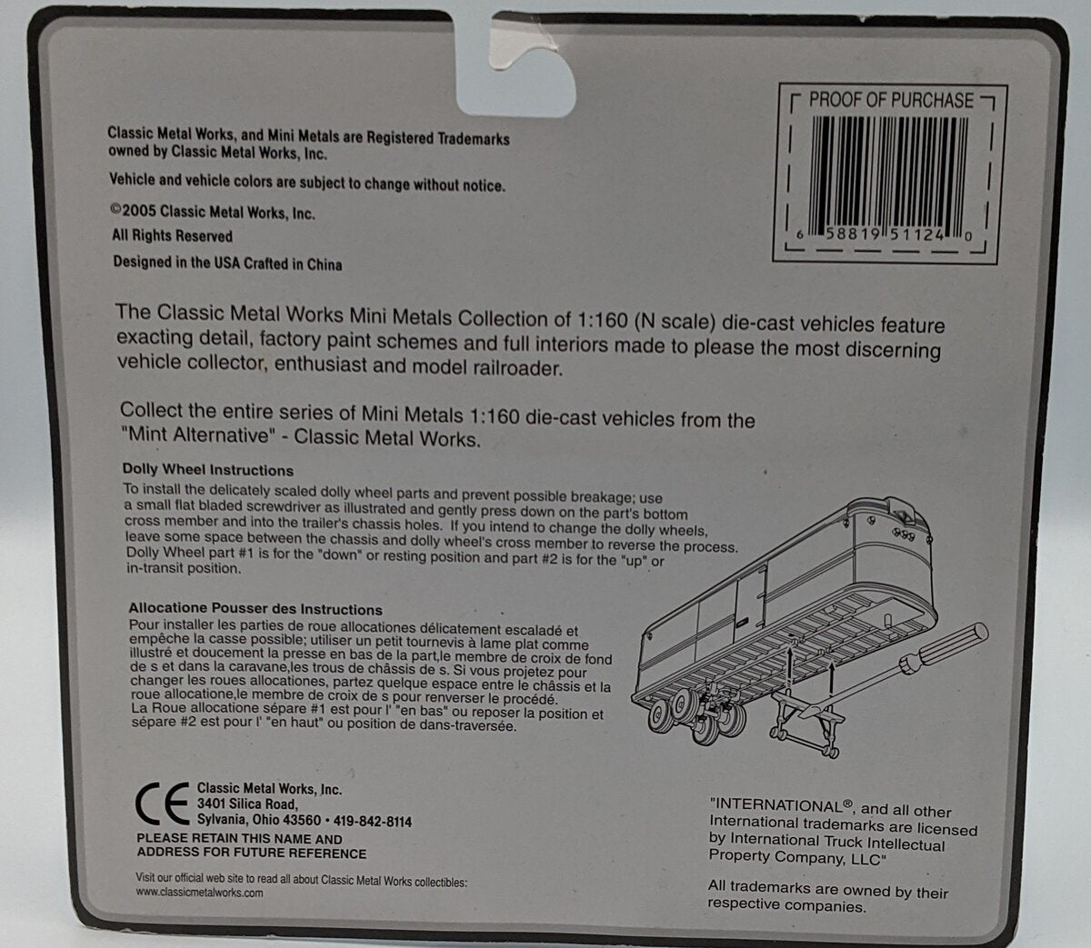 Classic Metal Works 51124 N Mini Metals Yellow ICX IH R-190 Semi-Tractor/Trailer