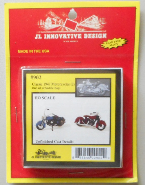 JL Innovative Design 902 1:87 1947 Motorcycles w/Saddlebag Kit (Set of 2)