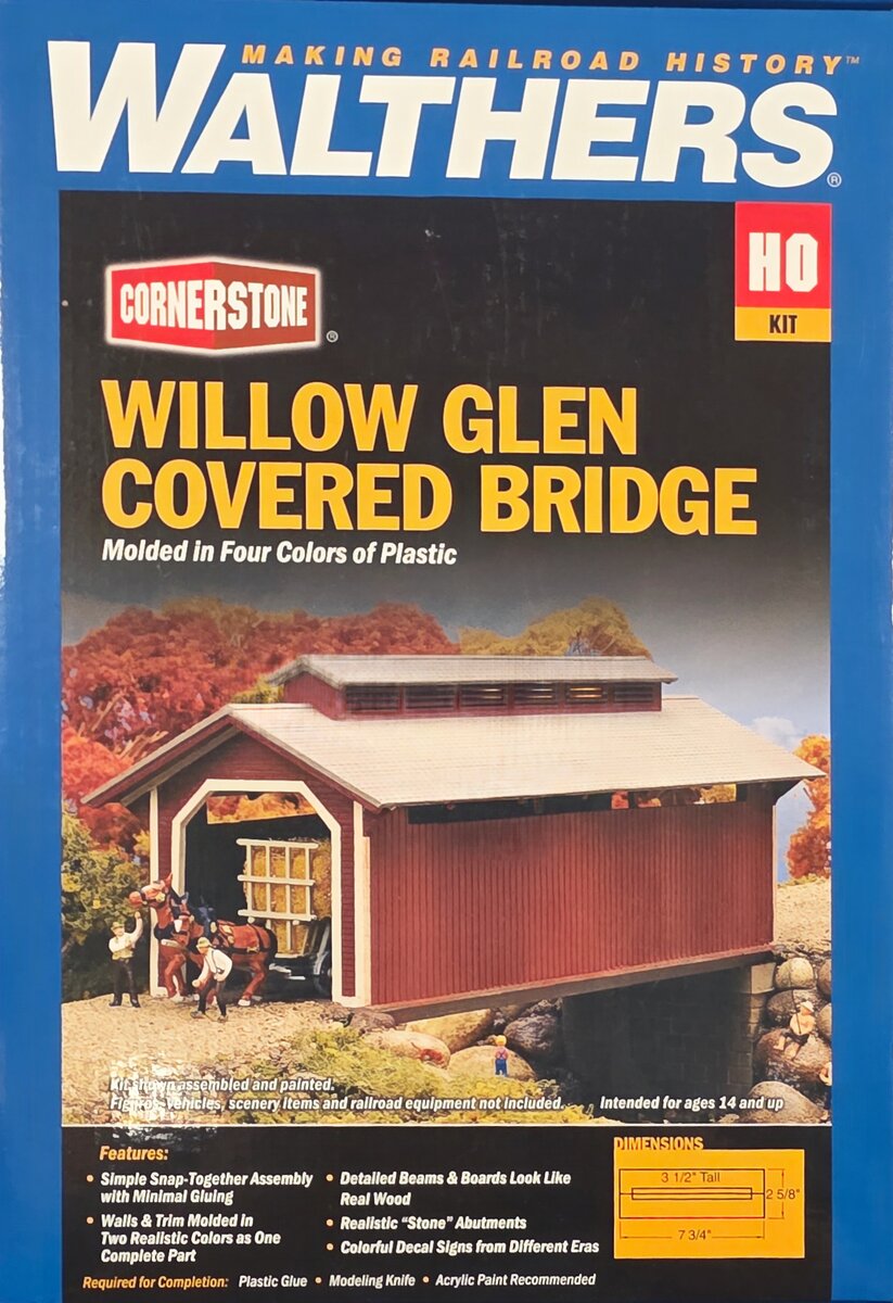 Walthers 933-3652 HO Scale Cornerstone Series Willow Glen Covered Bridge Kit