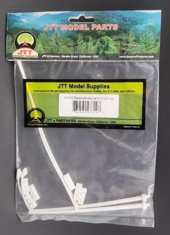 JTT Scenery Products 97310 O Scale 1/4" White Street Light Pole #2 (Pack of 2)