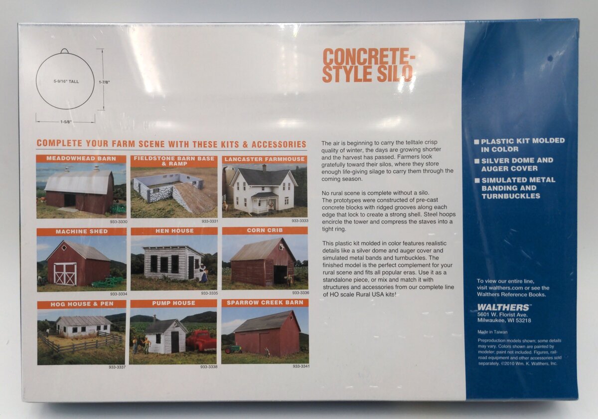 Walthers 933-3332 HO Concrete-Style Silo Structure Kit
