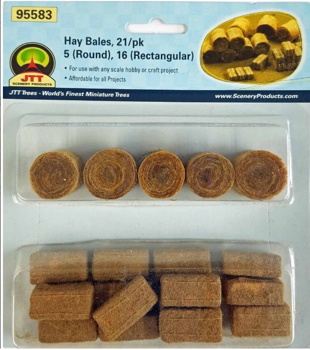 JTT Scenery Products 95583 O Scale Hay Bales 5-Round/16-Rectangular(Pack of 21)