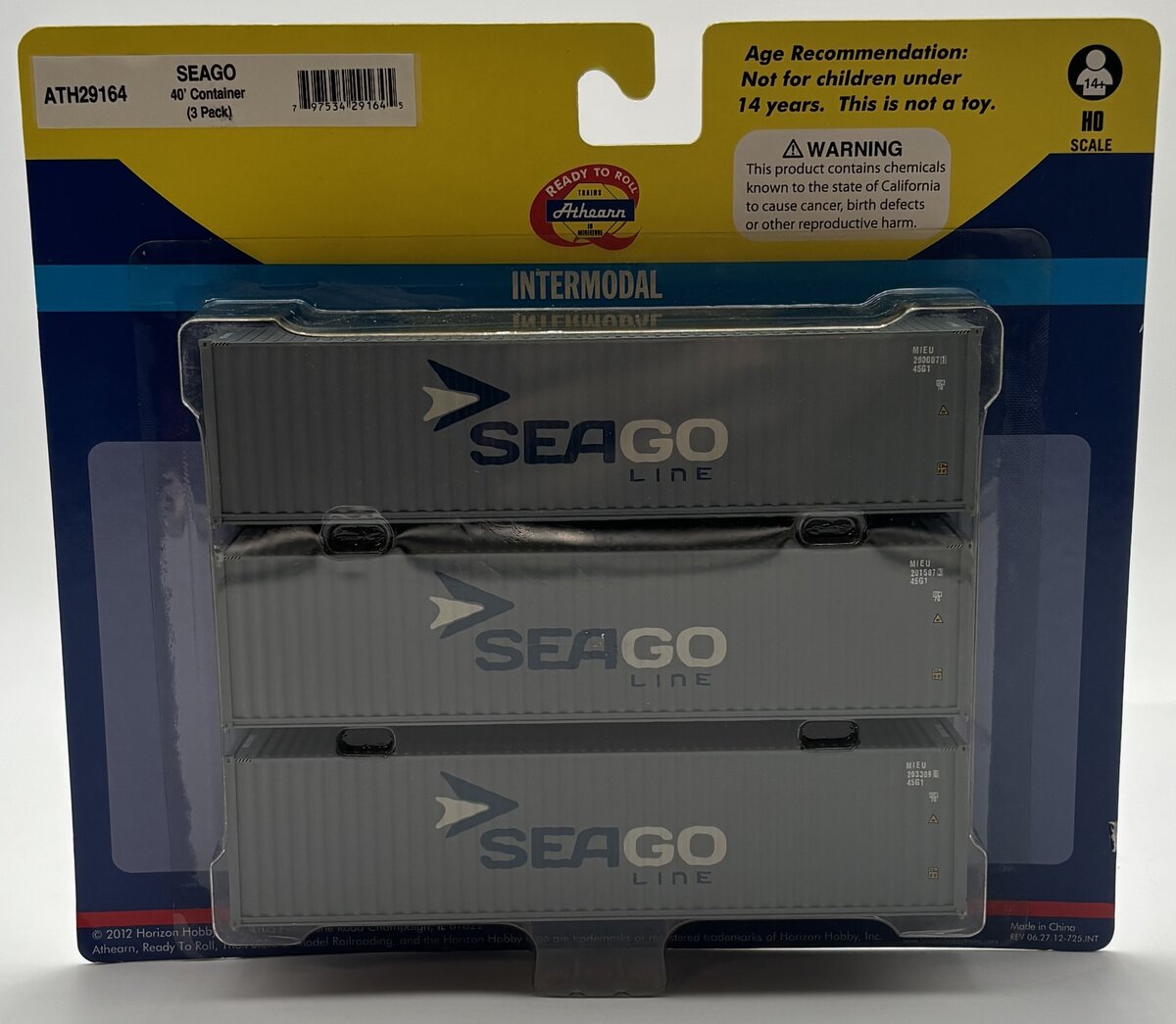Athearn 29164 HO Seago Line 40' Container Ready To Roll (Set of 3)