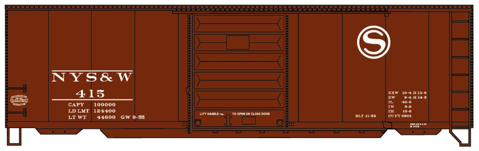 Accurail 3461 HO NYS&W 40' PS-1 Welded Steel Boxcar #415