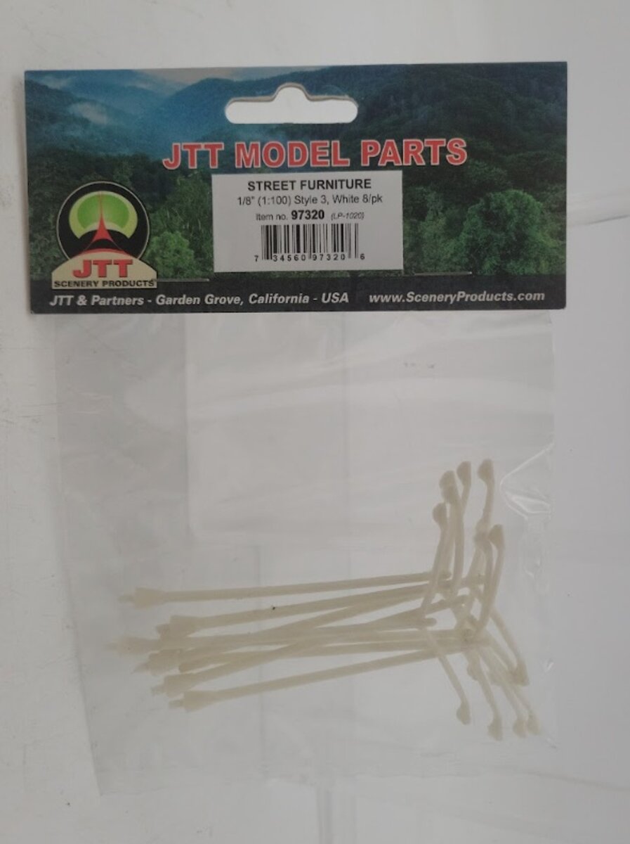 JTT Scenery Products 97320 1:100 Scale White Light/Utility Pole #3 (Pack of 8)