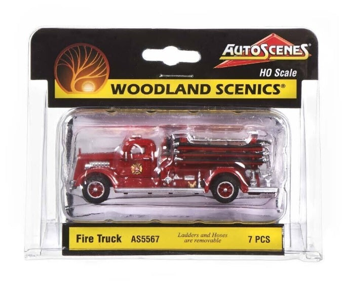 Woodland Scenics AS5567 HO AutoScenes 1950's Fire Truck W/Ladders & Hoses