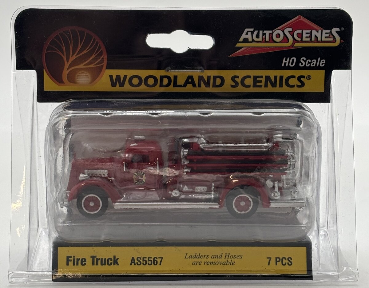 Woodland Scenics AS5567 HO AutoScenes 1950's Fire Truck W/Ladders & Hoses