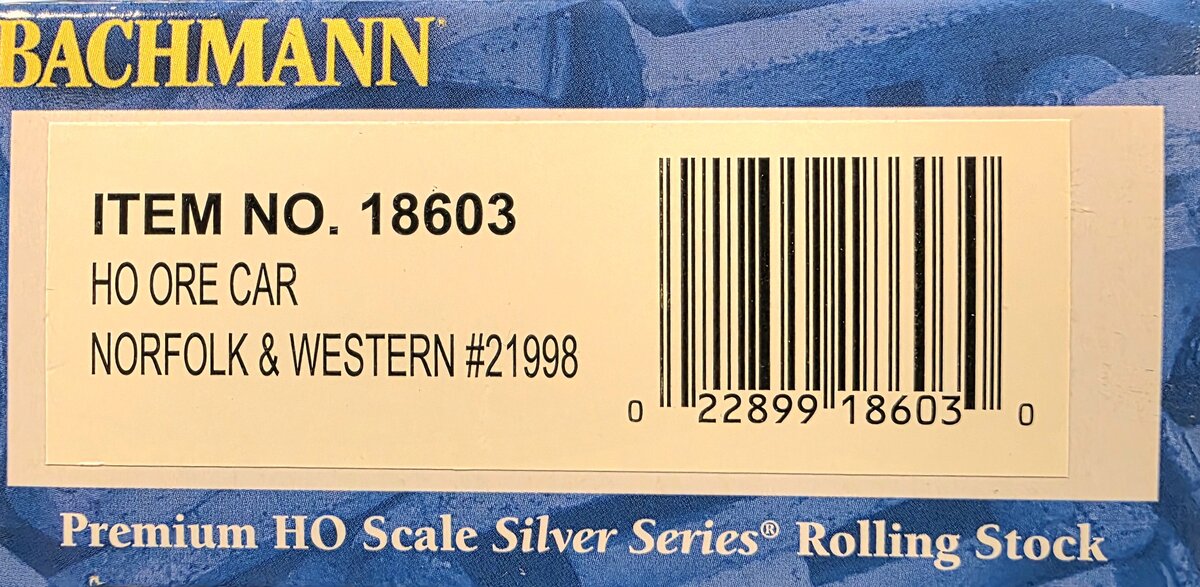 Bachmann 18603 HO Norfolk & Western Ore Car #21998