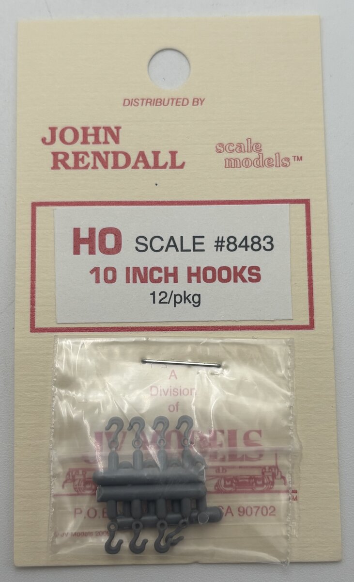 JV Models 8483 HO 10'' Unpainted Hooks (Pack of 12)