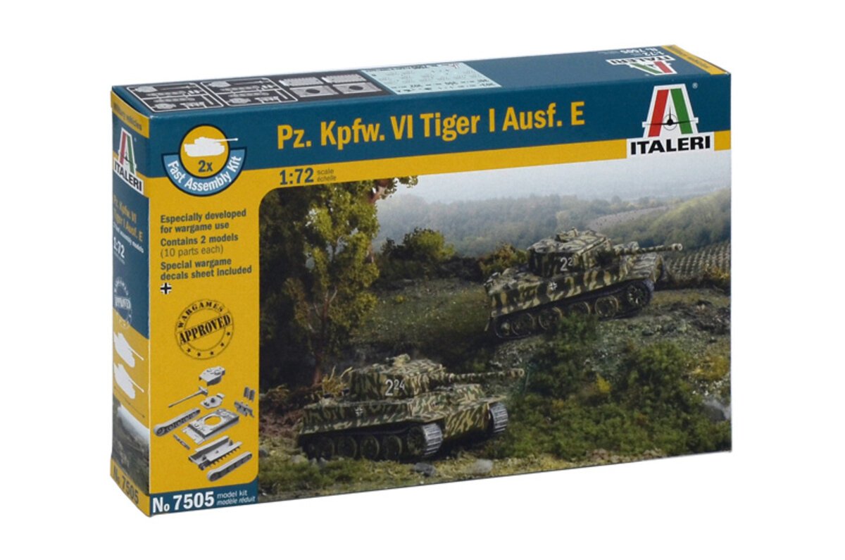 Italeri 7505 1:72 Pz. Kpfw. VI TIGER I Ausf. E Tank Plastic Model Kit