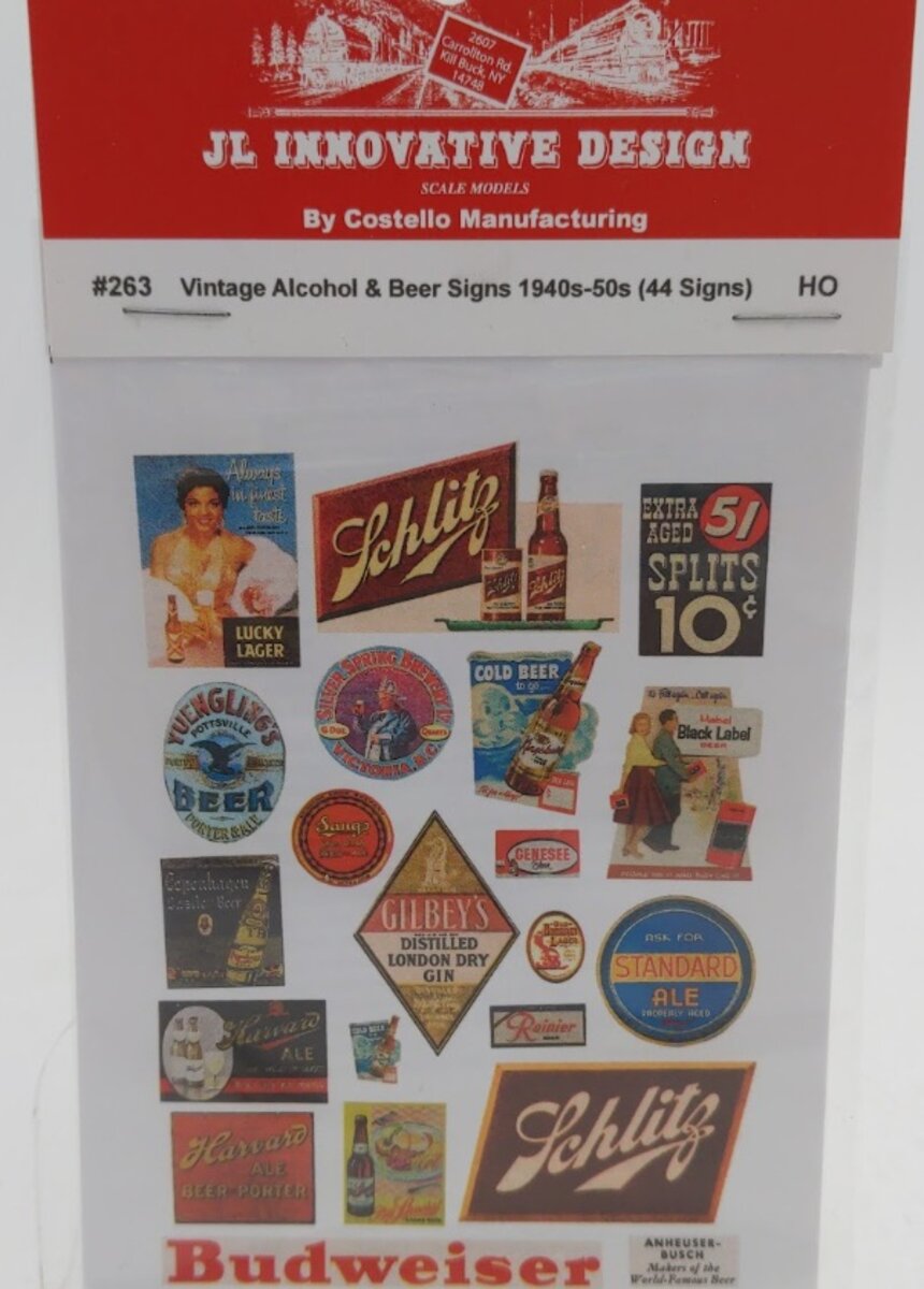 JL Innovative Design 263 HO Vintage Alcohol and Beer Signs 1940-1950(Pack of 44)