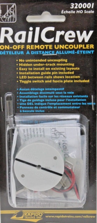 Rapido Trains 320001 HO Uncoupler RailCrew On-Off Remote Uncoupler Single