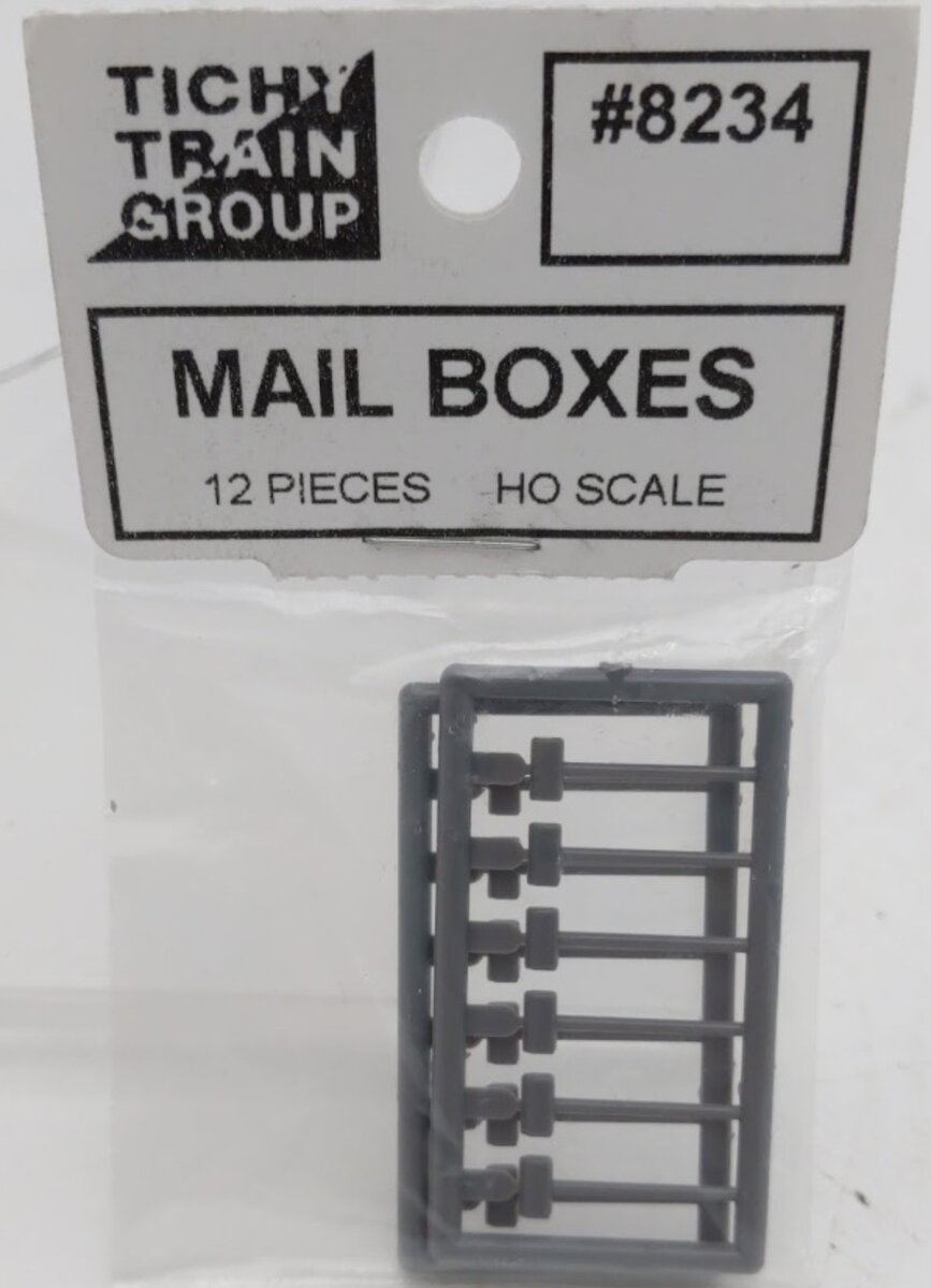 Tichy 8234 HO Scale Mailboxes Molded in Gray Plastic (Pack of 12)