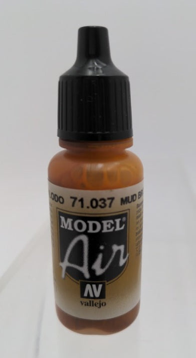 Vallejo Paint 71037 Mud Brown Model Air Matte Acrylic Paint - 17 ml. Bottle