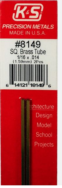 K&S 149 1:16 Square Brass Tube 1497/8149 Single Piece