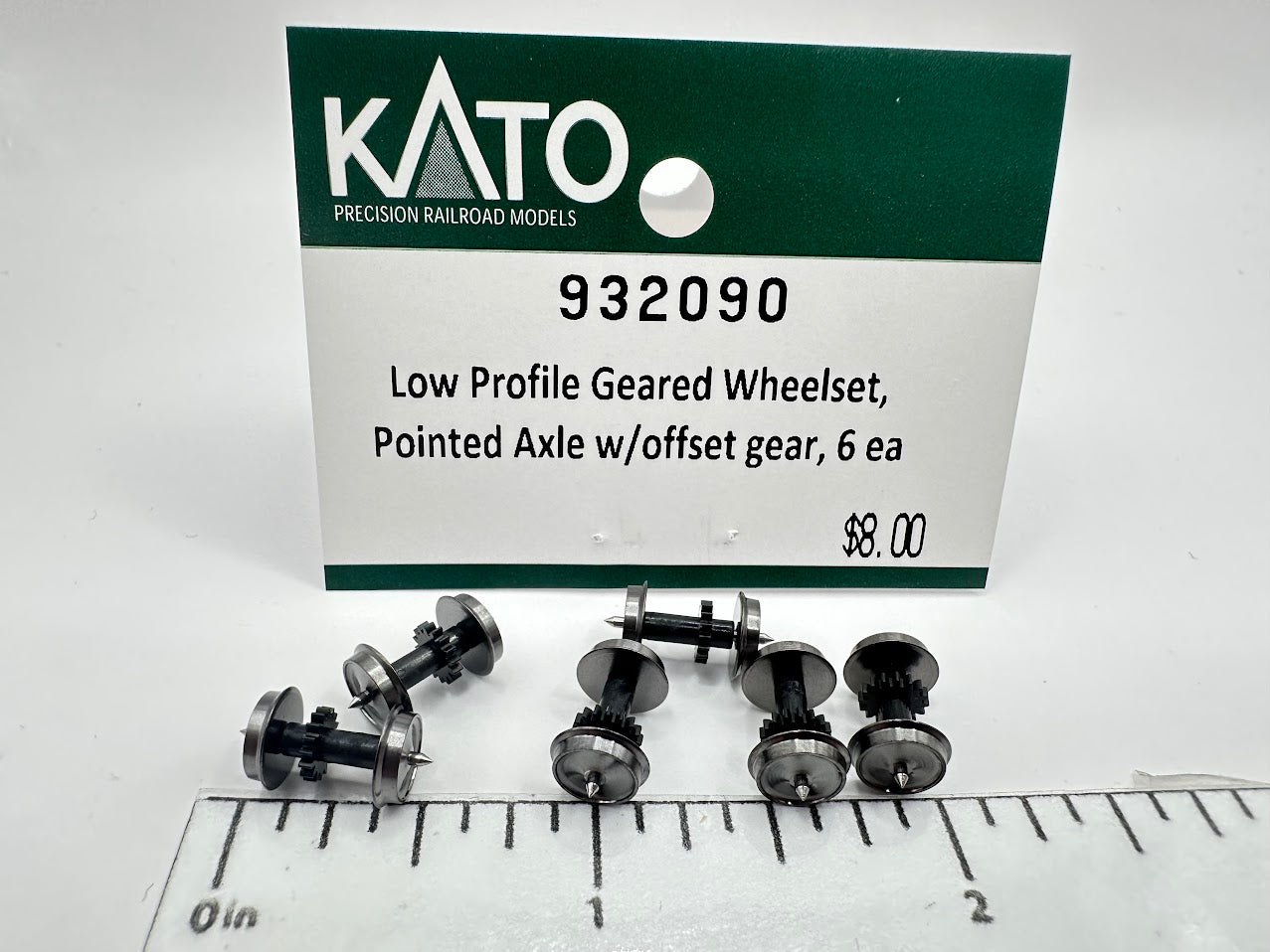 Kato 932090 N Pointed Axle Low Profile Geared Wheelset (Pack of 6)