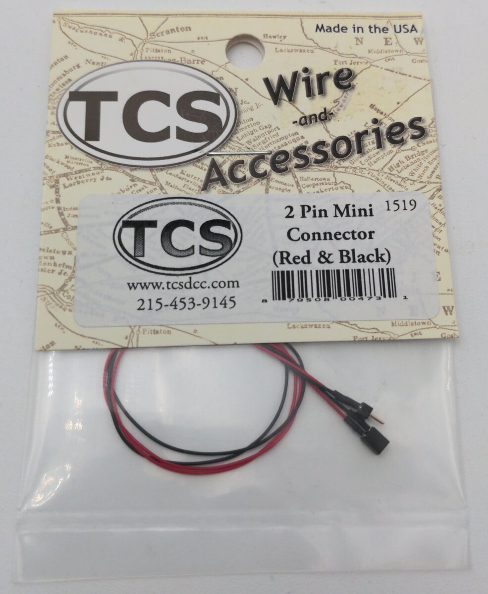 Train Control Systems 1519 Red and Black Wires 2-Pin Mini Connector