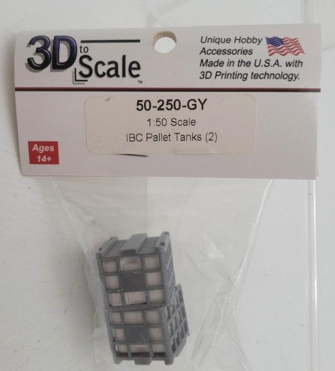 3D to Scale 50-250-GY 1:50 Scale Grey IBC Pallet Tanks (Pack of 2)