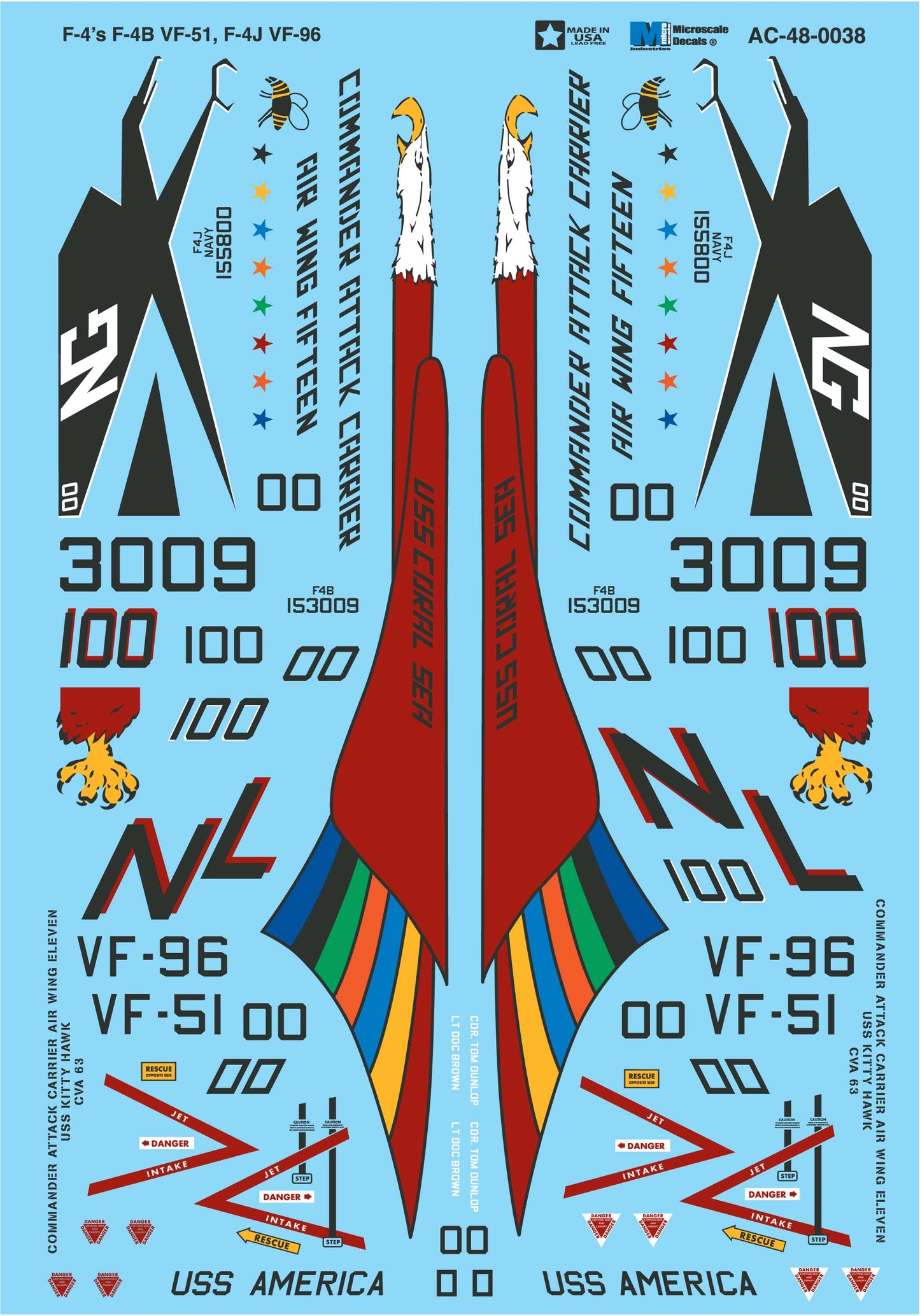 Microscale AC48-0038 1:48 F-4s: F-4B, VF-51, F4J, VF-96 Aircraft Markings Decal