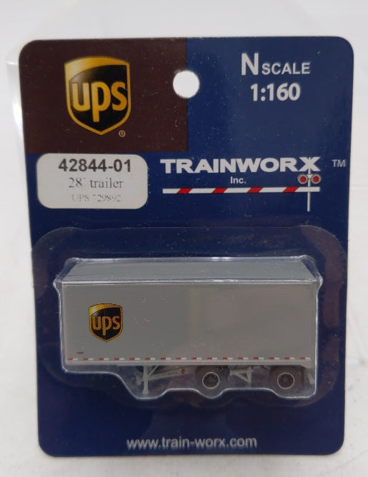 Trainworx Inc 42844-01 N UPS 28' Pup Van Trailer w/Converter Dolly # 729892