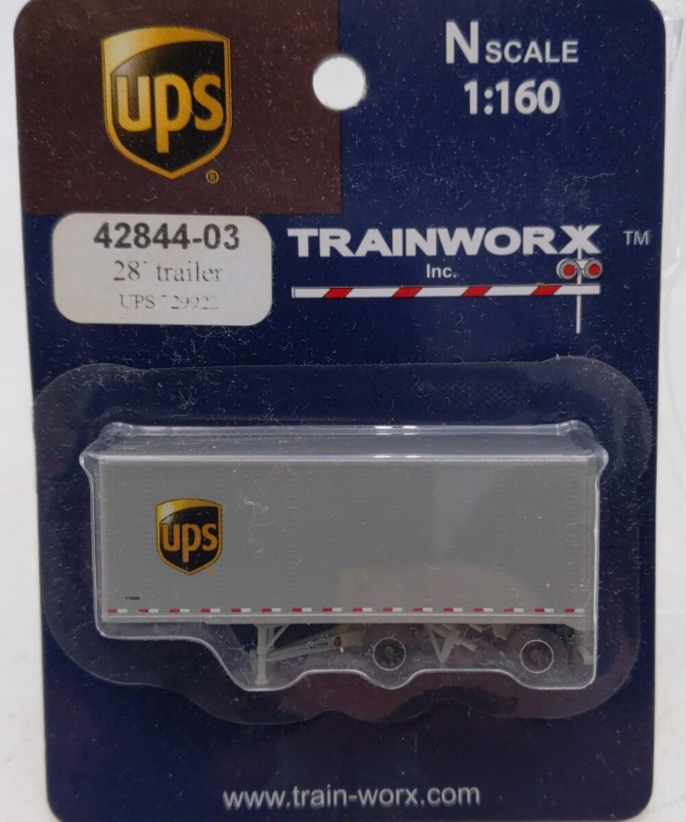 Trainworx Inc 42844-03 N UPS 28' Pup Van Trailer w/Converter Dolly # 729922