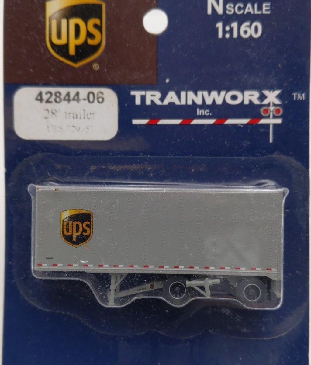 Trainworx Inc 42844-06 N UPS 28' Pup Van Trailer w/Converter Dolly # 729957