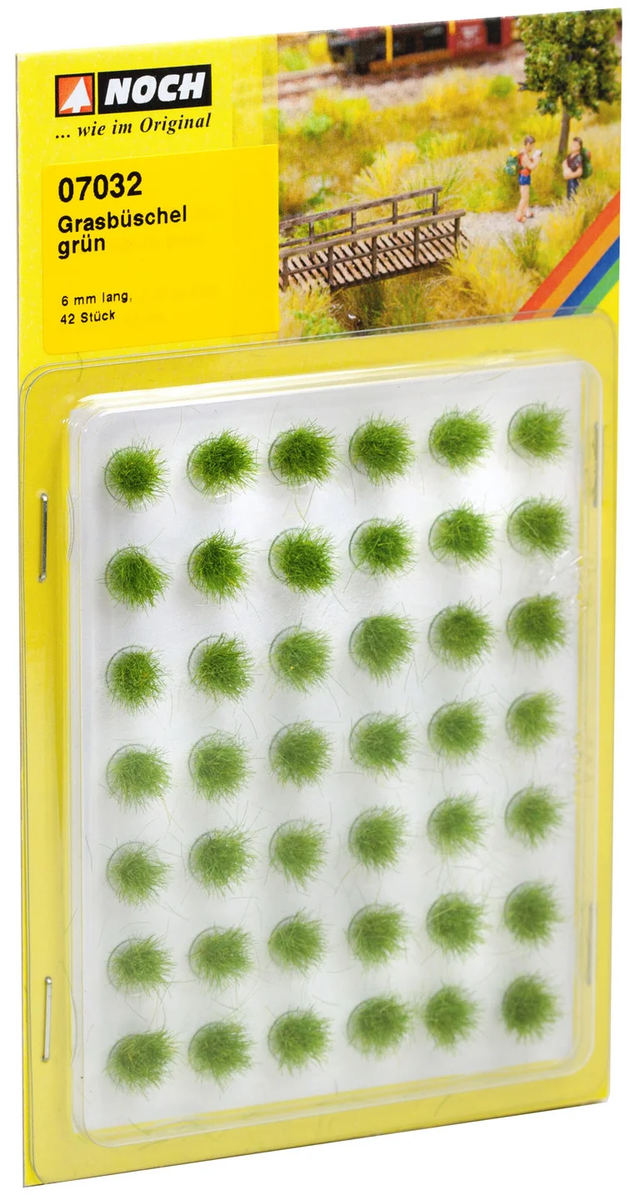 Noch 7032 1/4" .6cm Green Grass Tufts (Pack of 42)