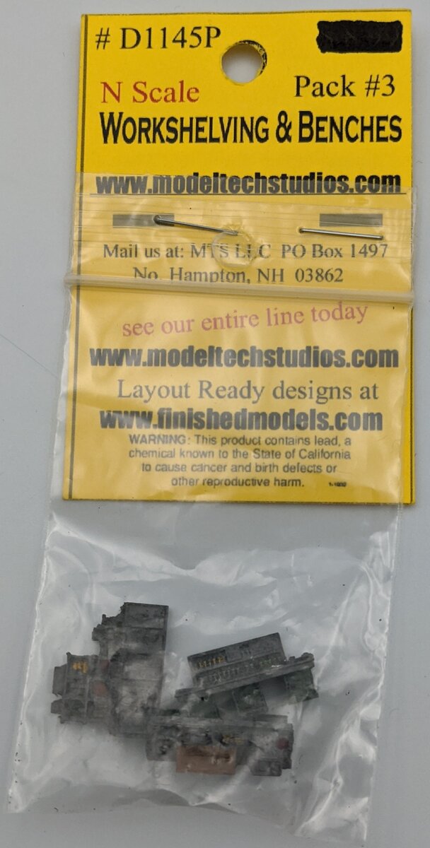 Model Tech Studios D1145 N Scale Workshelving & Benches Pack #3