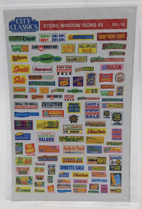City Classics 501-10 HO Scale Store Window Signs # 2