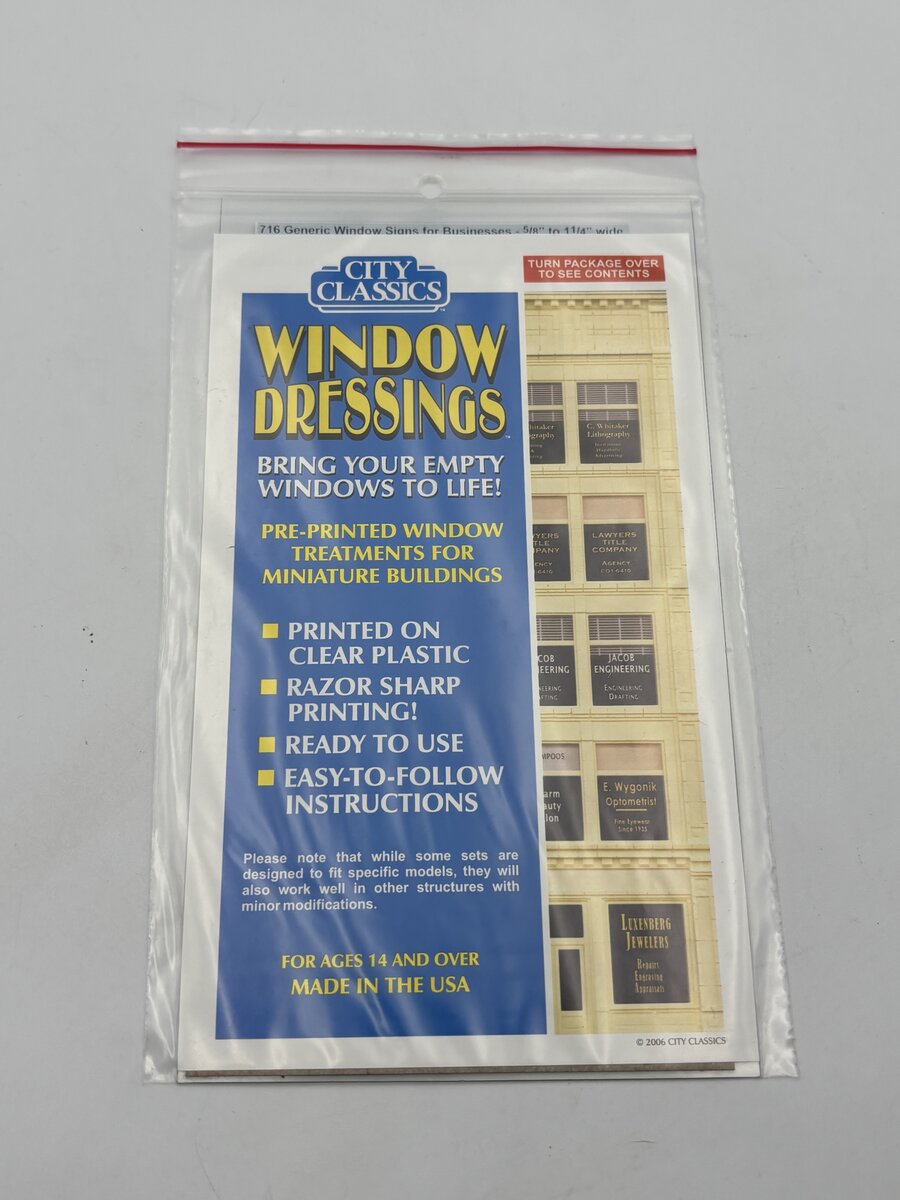 City Classics 716 HO Generic Window Signs for Businesses