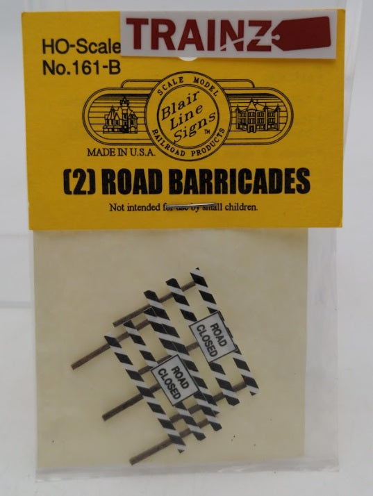 Blair Line 161-B HO Scale Black & White Road Barricades (Pack of 2)