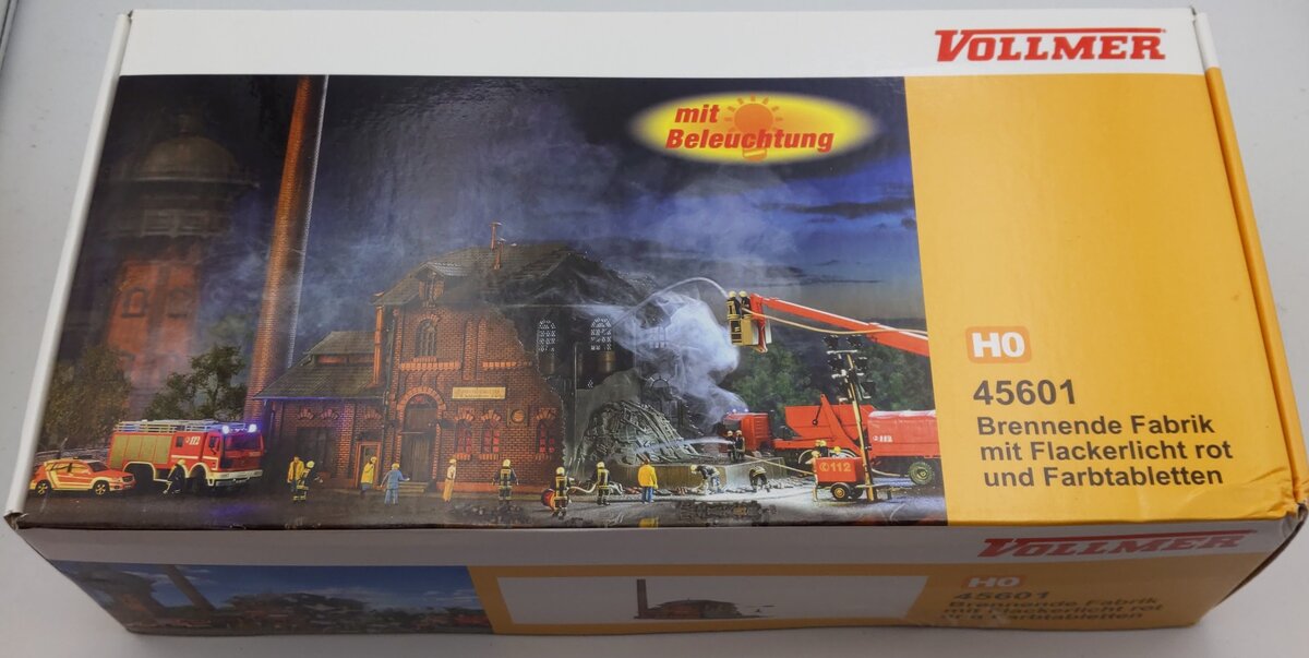 Vollmer 45601 HO Factory on Fire Building Kit