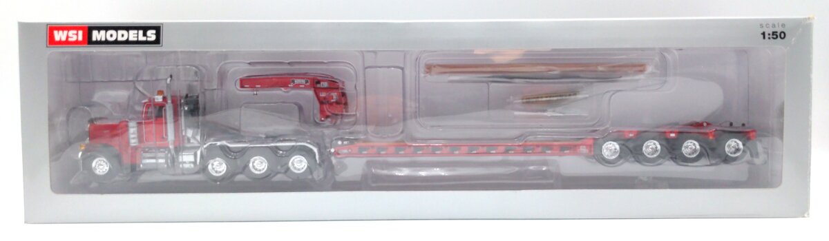 WSI 34-1001 1:50 Diecast Red Peterbilt 379 Tractor w/4 Axle Lowboy Trailer