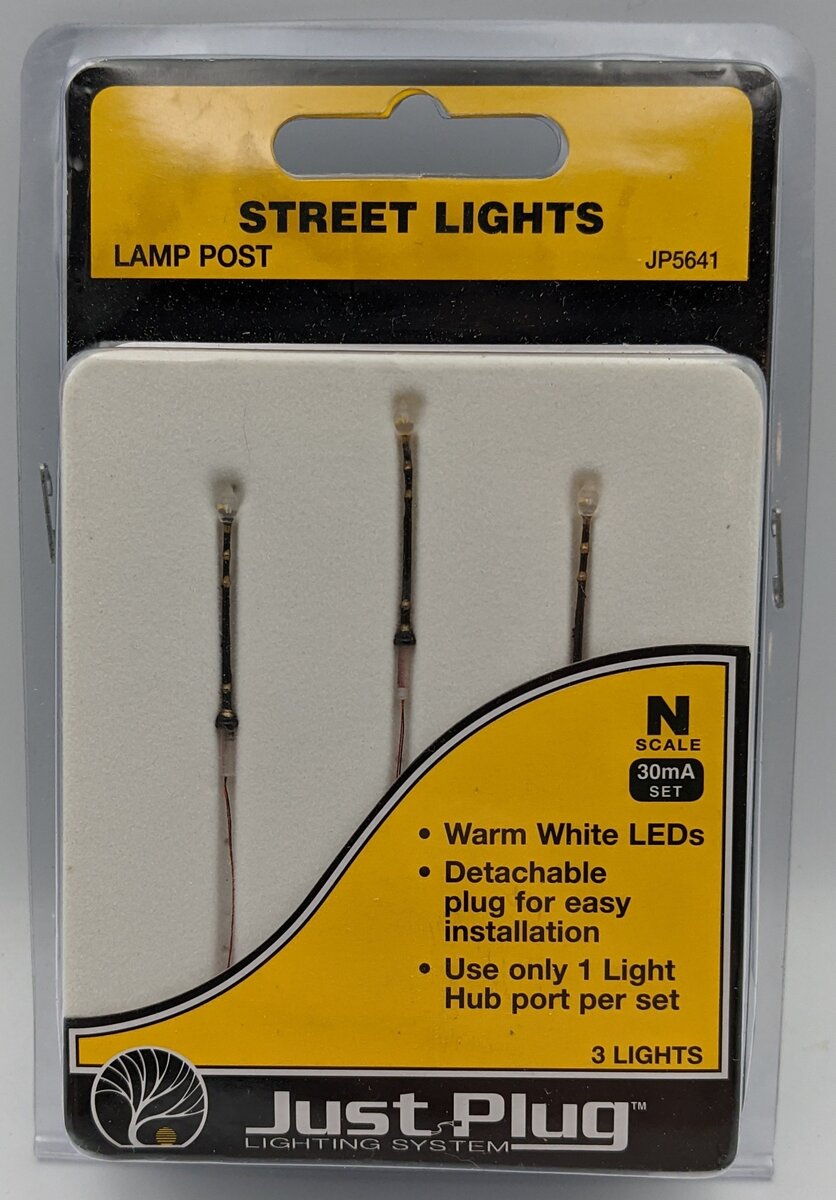 Woodland Scenics JP5641 N Just Plug Lamp Post Street Lamps (Pack of 3)