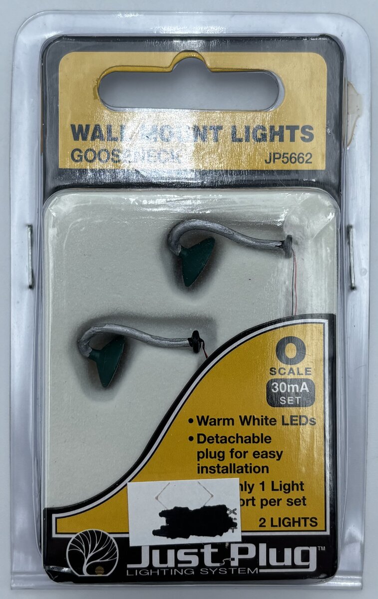 Woodland Scenics JP5662 O Just Plug Gooseneck Wall Mount Lights (Pack of 2)
