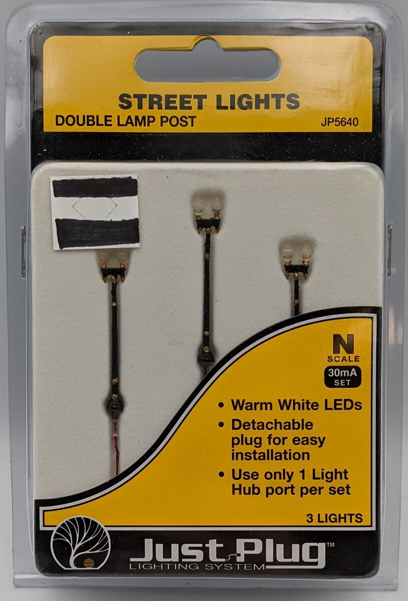 Woodland Scenics JP5640 N Just Plug Double Lamp Post Street Lights (Pack of 3)