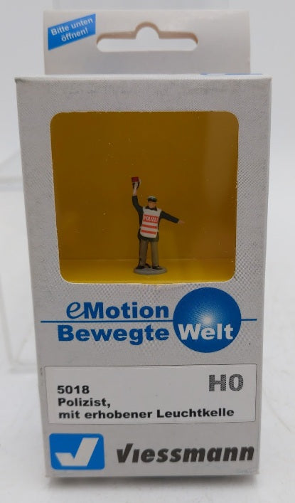 Viessmann Modellspielwaren 5018 Policeman With Red Illuminated Trowel & Stop