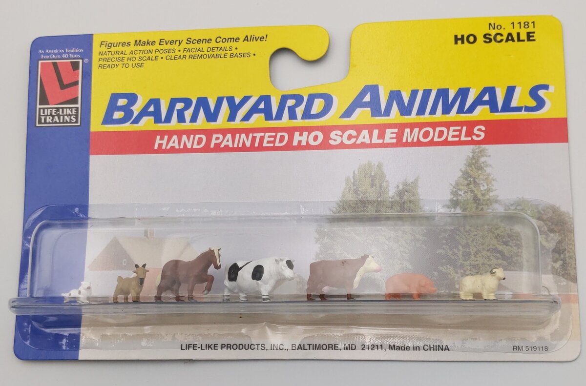Life Like 1181 HO Scale Barnyard Animals - Hand Painted Figures (Pack of 7)