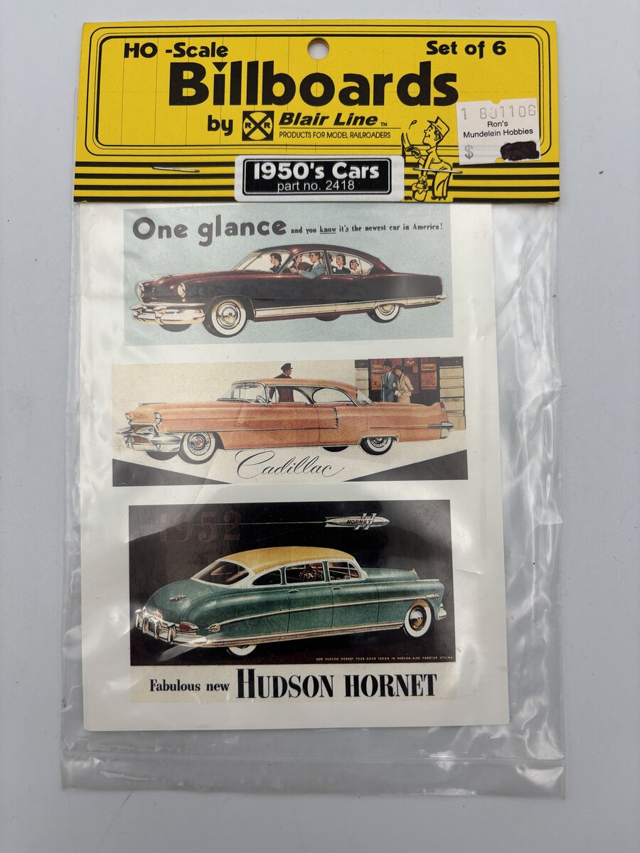 Blair Line 2418 HO 1950's Car Billboard Inserts (6)