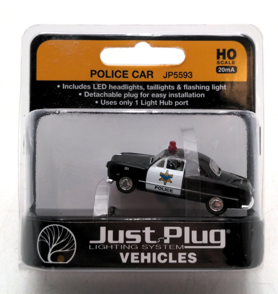 Woodland Scenics JP5593 HO Just Plug Lighted Vehicle Police Car
